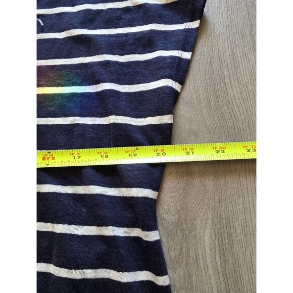 Sigrid Olsen Womens 100% Linen Striped Top Navy & White M NWT - Picture 6 of 7